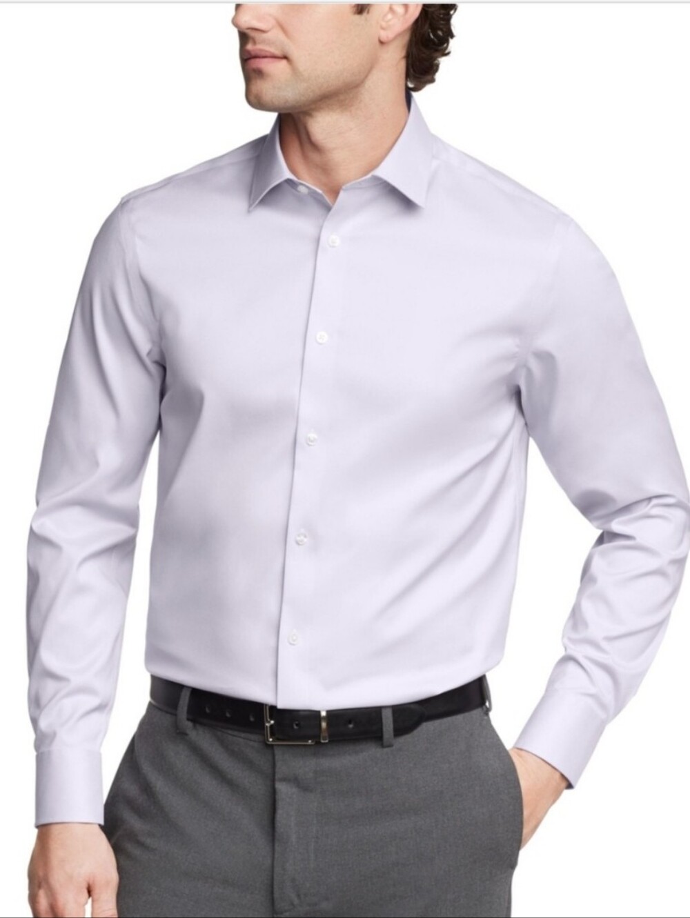 Calvin Klein Men's Refined Cotton Stretch Regular Fit Dress Shirt - LILAC. NWT